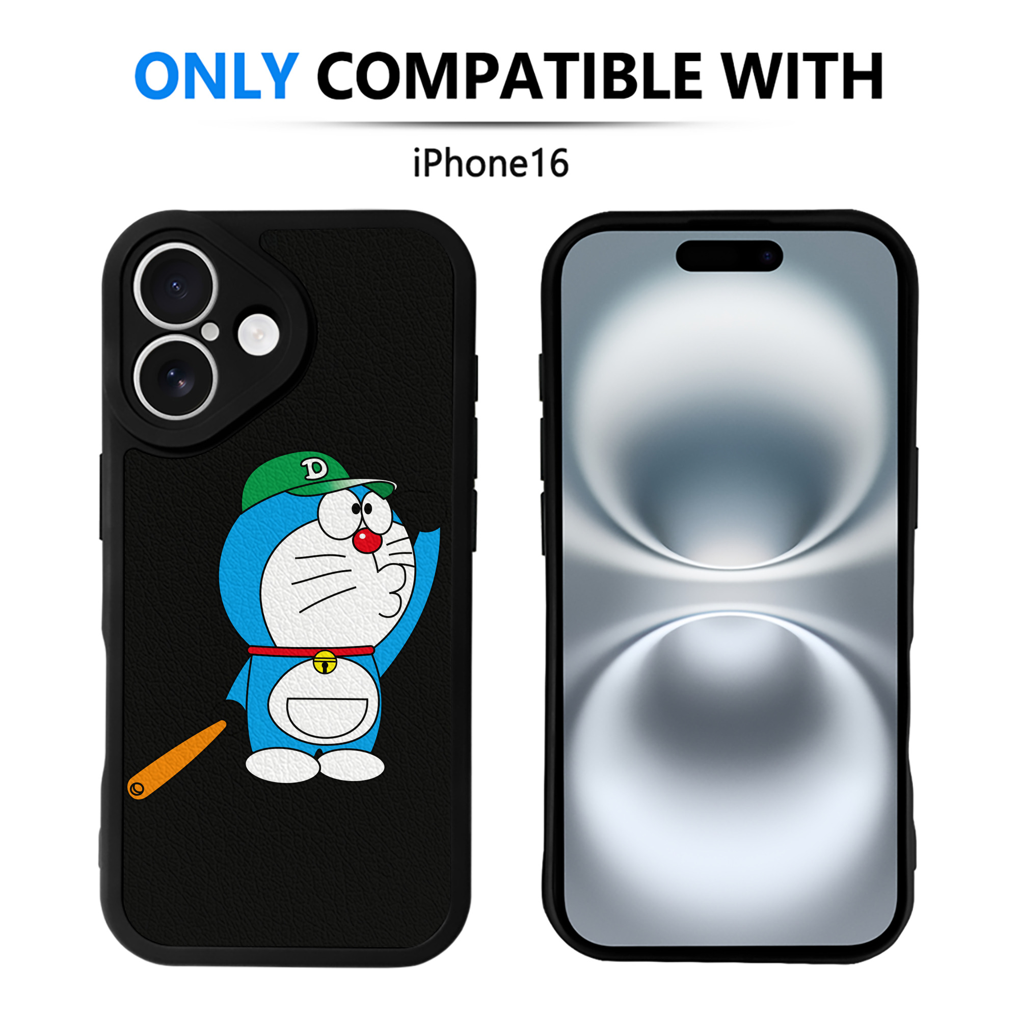 （画像用） ドラえもん Doraemon 【iPhone 16シリーズ対応】シリコンスマホケース（レザー調） 材質：シリコン